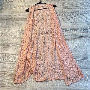 Pink lace duster vest